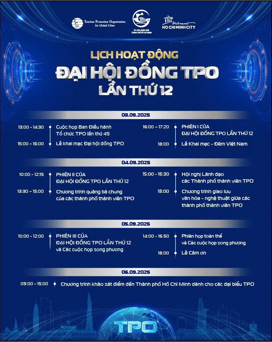 Chuỗi phiên họp và hoạt động trong khuôn khổ Đại Hội đồng Tổ chức Xúc tiến Du lịch Các thành phố toàn cầu (TPO) lần thứ 12 - Định hình tương lai du lịch: Hướng đến Chuyển đổi số và Chuyển đổi Xanh 
